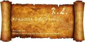 Krajcsik Lőrinc névjegykártya